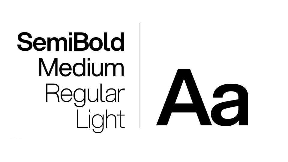 Aspekta typography in semibold, medium, regular and light weights