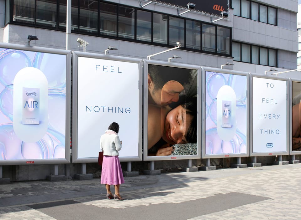 Durex 'Feel nothing' billboards in a street