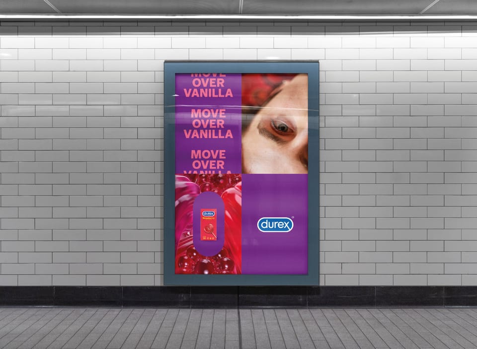 Durex 'Move over vanilla' poster in an underground station